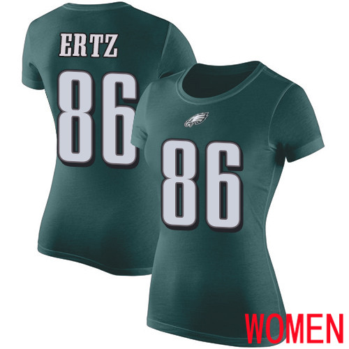 Women Philadelphia Eagles #86 Zach Ertz Green Rush Pride Name and Number NFL T Shirt